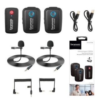 Saramonic Blink 500 B2 TX+TX+RX Wireless Omni Lavarier Mic - Original - Hitam